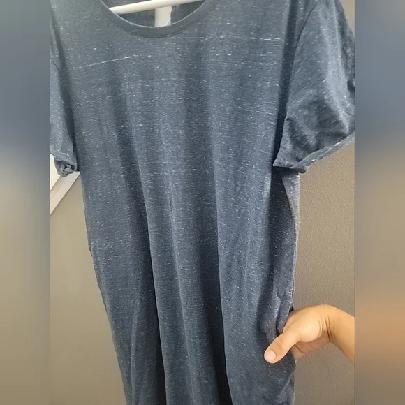 PACT XL Heathered Blue 100% Organic Cotton Short Sleeve T Shirt Dress Comfy - Picture 4 of 5